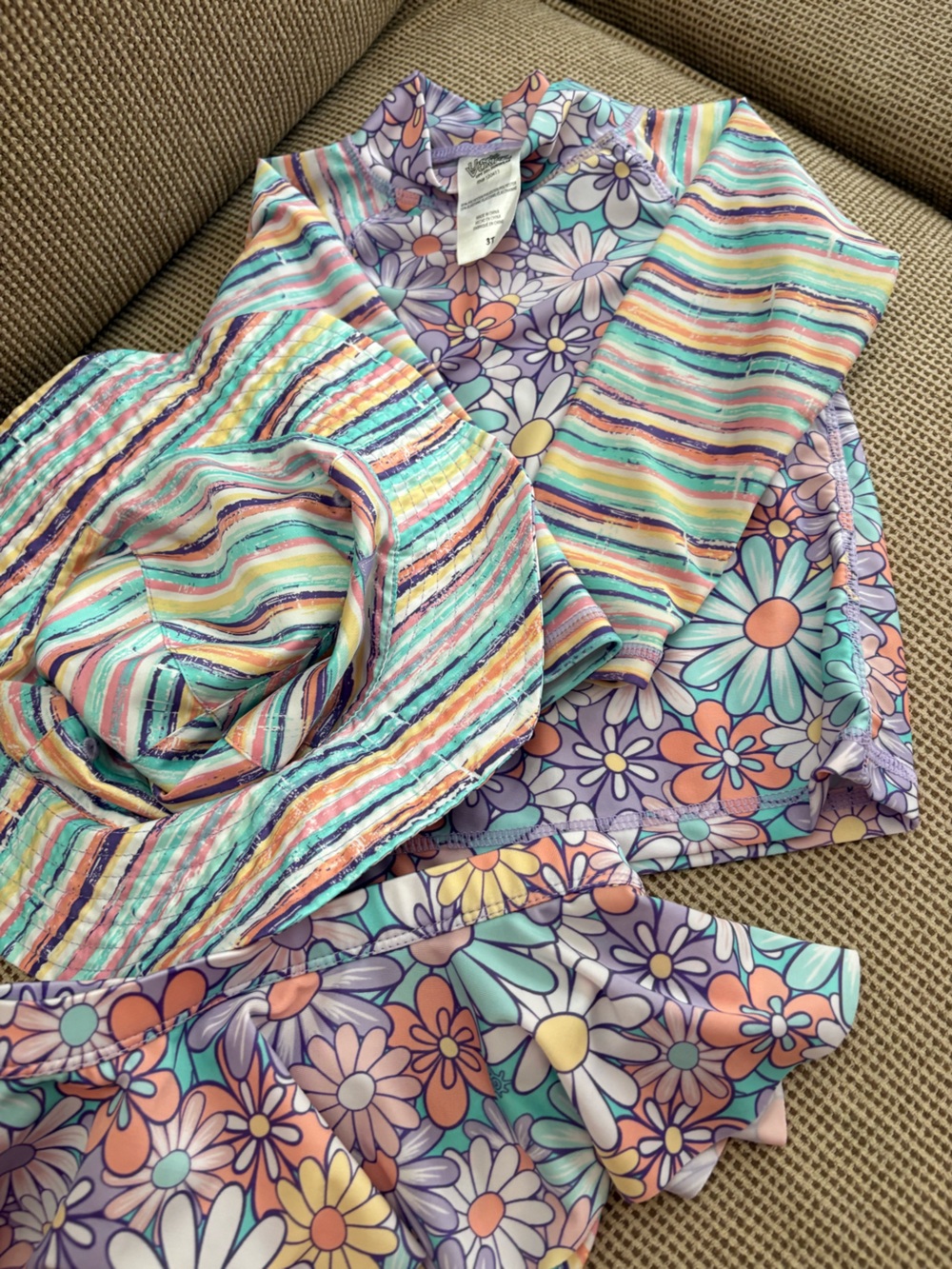 Skin Girls Daisy Swim Set in Lavender, Mint & Peach - Picture 4 of 5